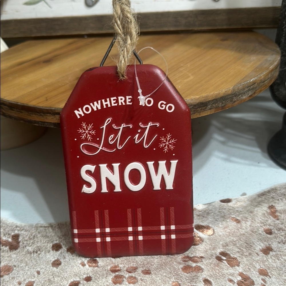 NWOT Red Holiday Hanging Sign Decor